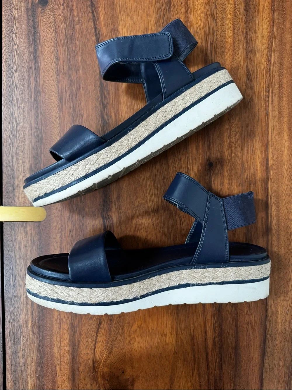 Franco Sarto Navy Platform Espadrille Sandals with Ankle Strap